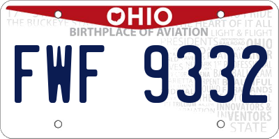 OH license plate FWF9332