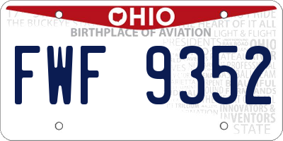 OH license plate FWF9352