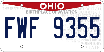 OH license plate FWF9355