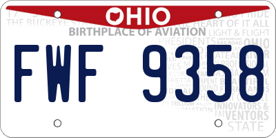 OH license plate FWF9358