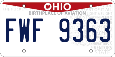 OH license plate FWF9363