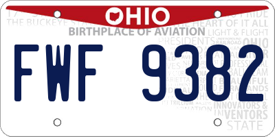 OH license plate FWF9382