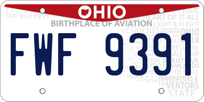 OH license plate FWF9391
