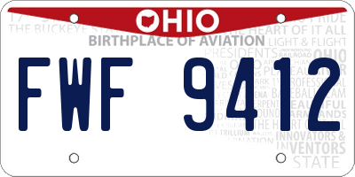 OH license plate FWF9412