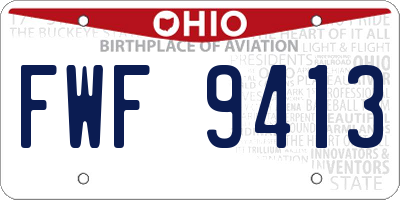 OH license plate FWF9413