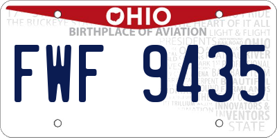 OH license plate FWF9435