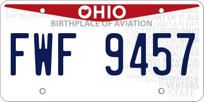 OH license plate FWF9457