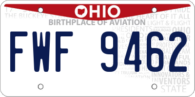 OH license plate FWF9462