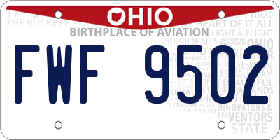 OH license plate FWF9502
