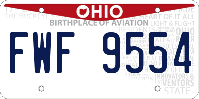 OH license plate FWF9554