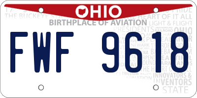 OH license plate FWF9618
