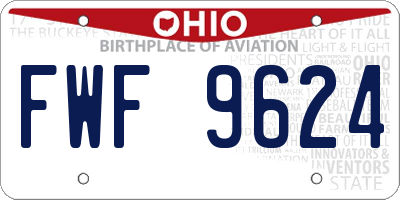 OH license plate FWF9624