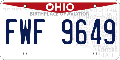 OH license plate FWF9649