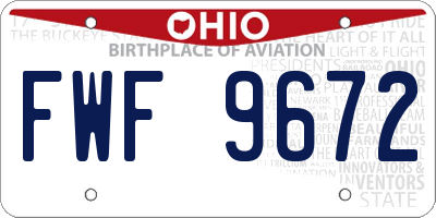 OH license plate FWF9672