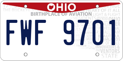 OH license plate FWF9701