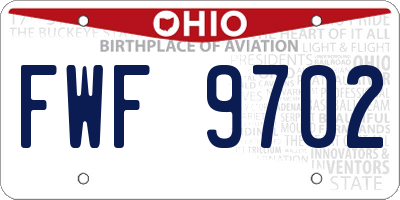 OH license plate FWF9702