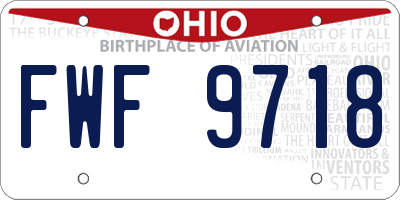 OH license plate FWF9718