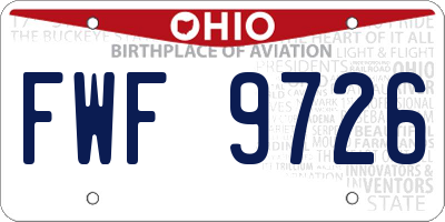 OH license plate FWF9726