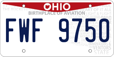 OH license plate FWF9750