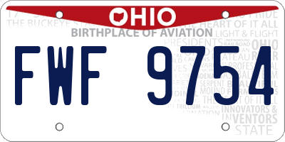 OH license plate FWF9754