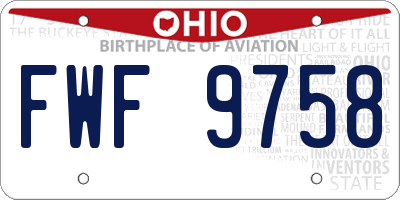 OH license plate FWF9758