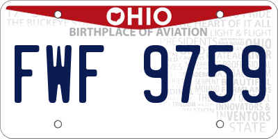 OH license plate FWF9759