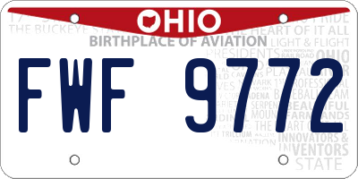 OH license plate FWF9772