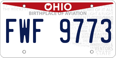 OH license plate FWF9773