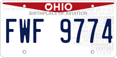 OH license plate FWF9774