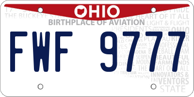 OH license plate FWF9777