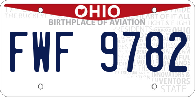 OH license plate FWF9782