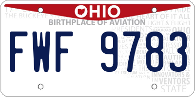 OH license plate FWF9783
