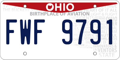 OH license plate FWF9791
