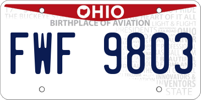 OH license plate FWF9803