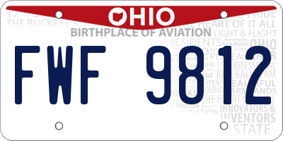 OH license plate FWF9812