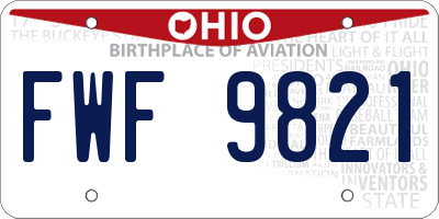 OH license plate FWF9821