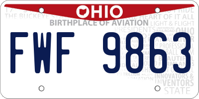 OH license plate FWF9863