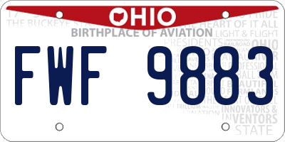 OH license plate FWF9883