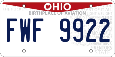OH license plate FWF9922