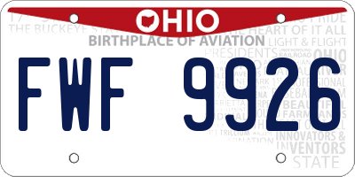 OH license plate FWF9926