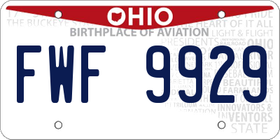 OH license plate FWF9929