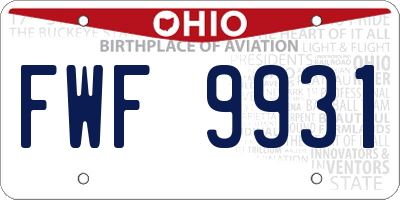 OH license plate FWF9931