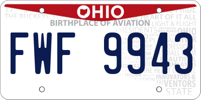 OH license plate FWF9943