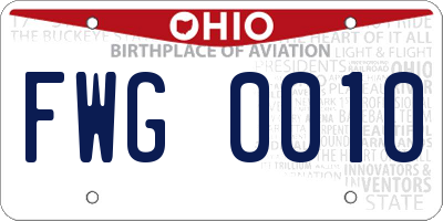 OH license plate FWG0010