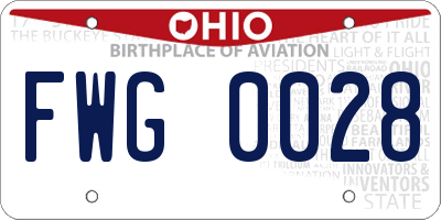 OH license plate FWG0028