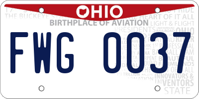 OH license plate FWG0037
