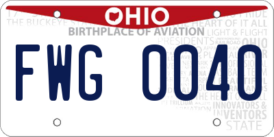 OH license plate FWG0040