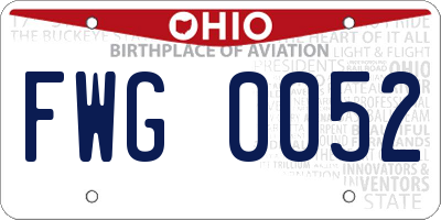 OH license plate FWG0052