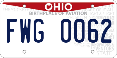 OH license plate FWG0062