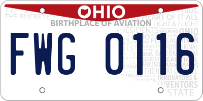 OH license plate FWG0116